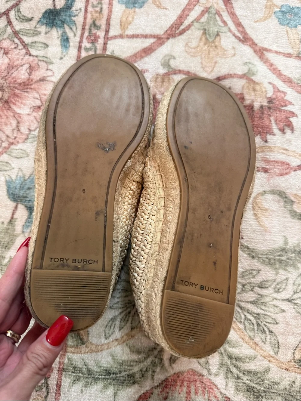 Tory Burch Crochet Espadrille Flats in Natural and Black Raffia